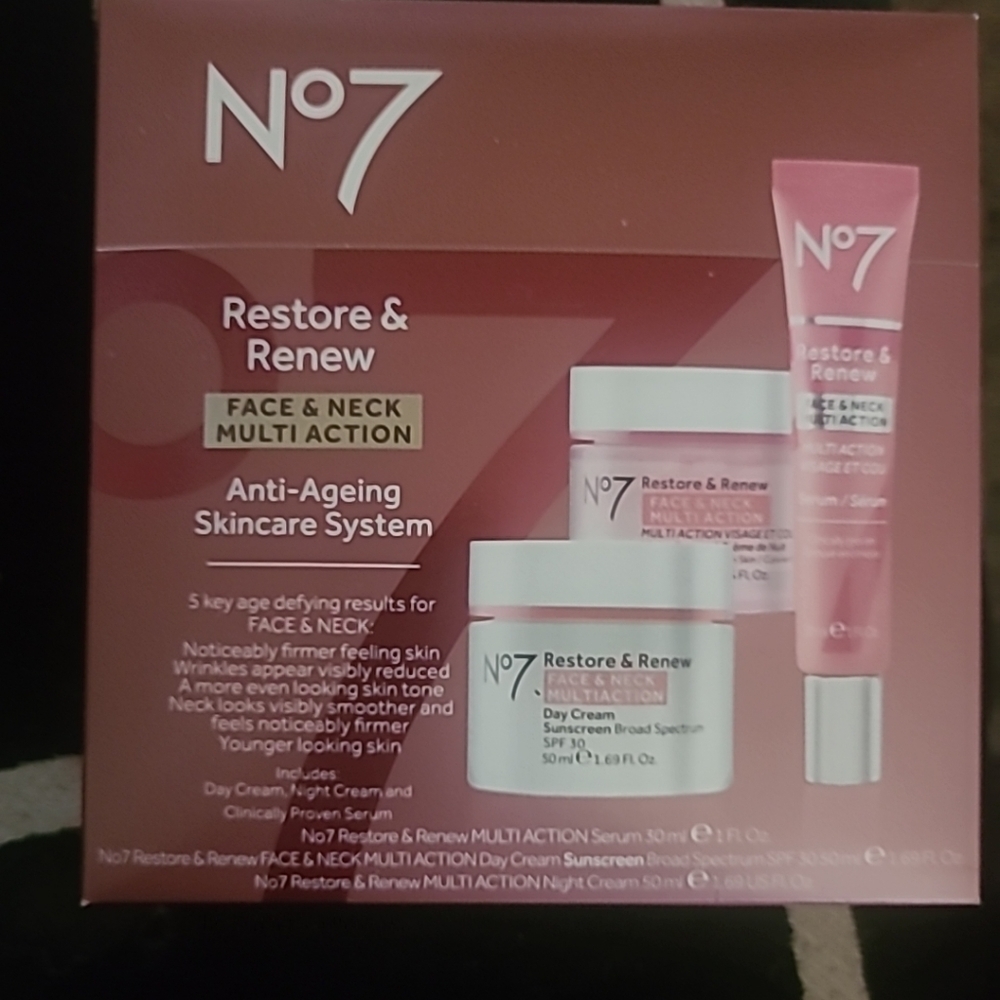 No7 Restore Renew MultiAction Face & Neck Treatment Anti Aging Skincare System